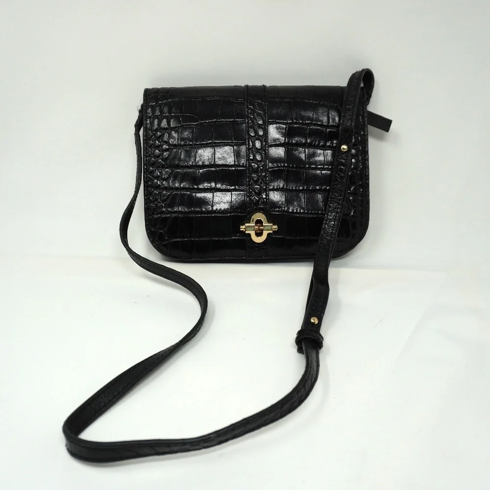 Banana Republic Croc Embossed Leather Crossbody Bag